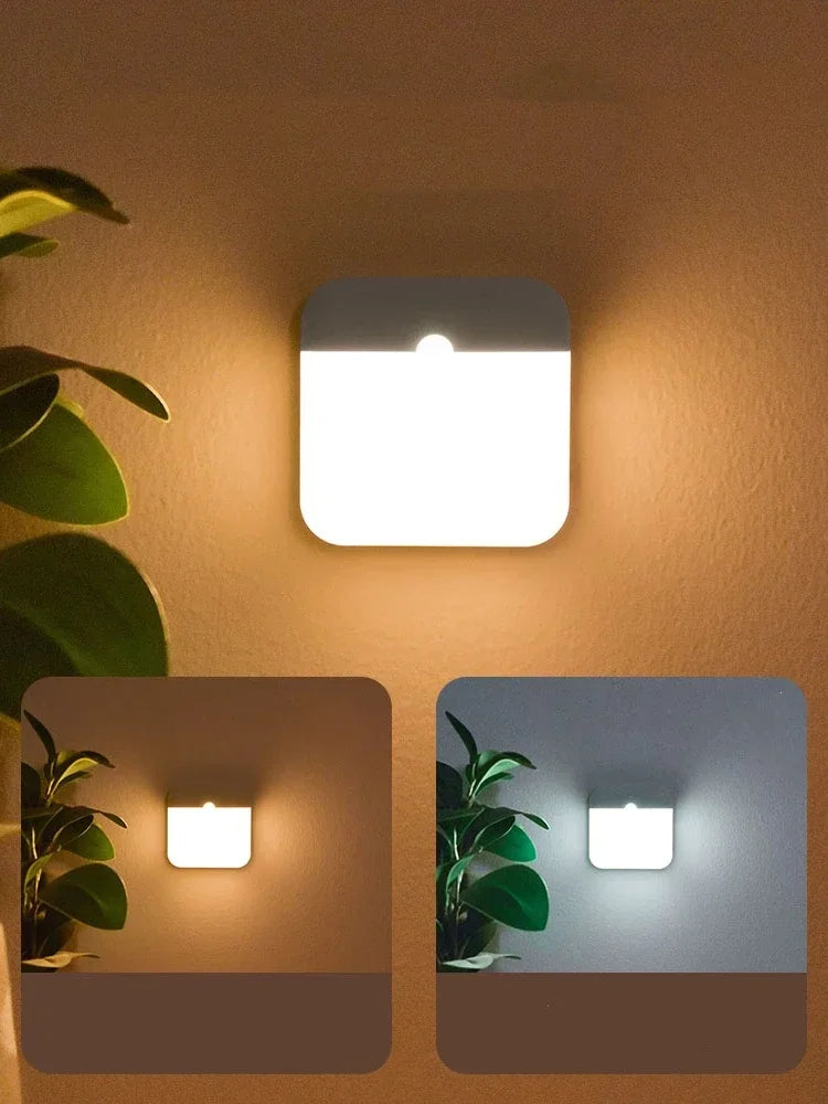 Motion Sensor Light USB Night Light LED Lamp With Switch Rechargeable Inductor Lights For Kitchen Stairs Hallway Closet Bedroom