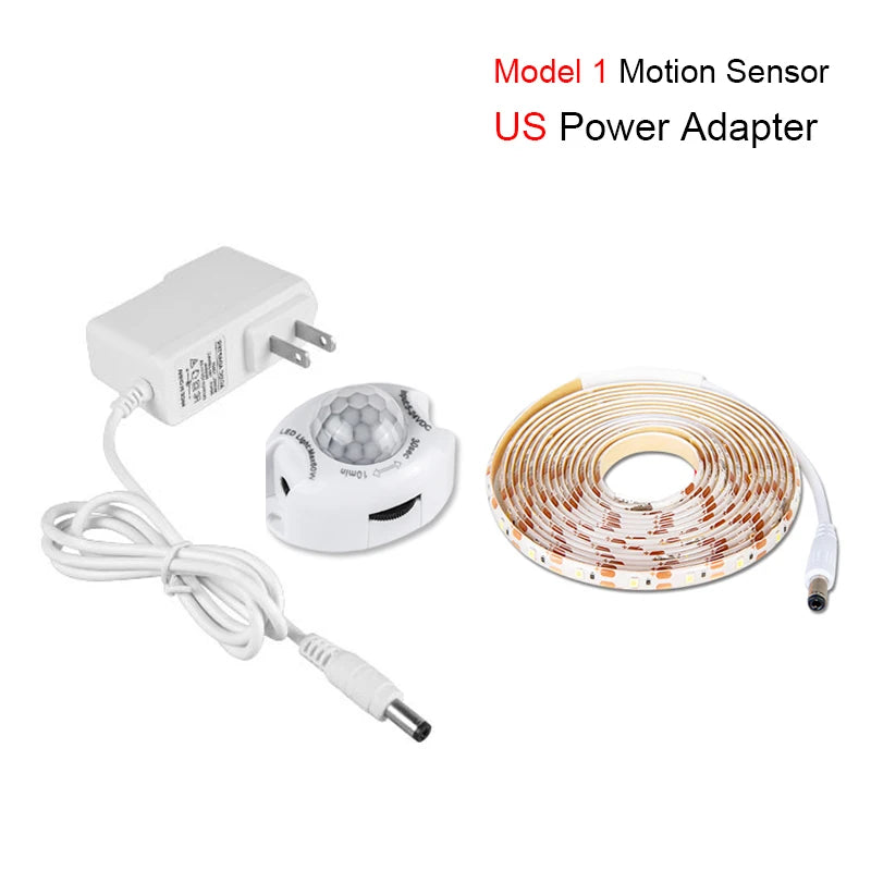 Motion Sensor LED Under Cabinet Light 1m 2m 3m 4m 5m 12V Flexible PIR Night Light Kitchen Wardrobe Bed Lighting IP65 Waterproof