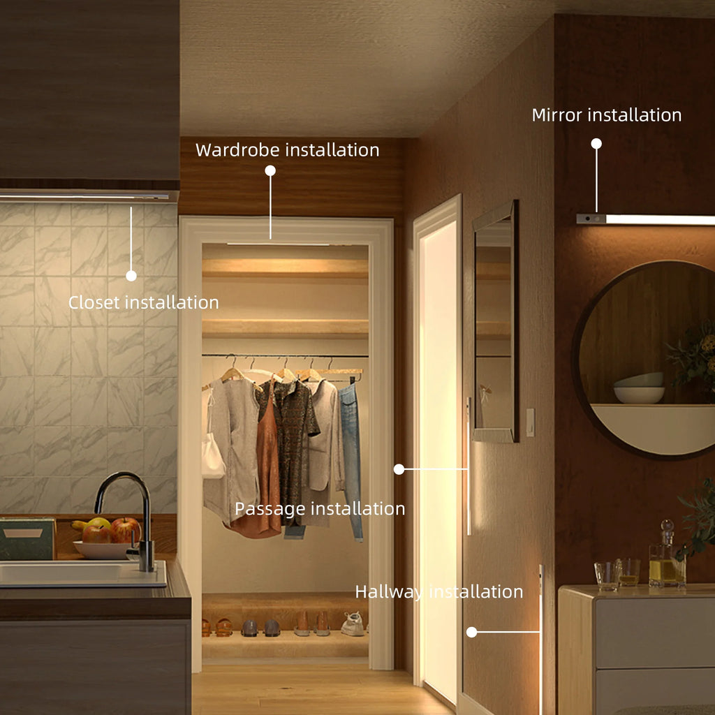 Motion Sensor Light Dimmable USB Rechargeable Lamp 3 Colors Night Light Cabinet Light Bedside Lamps  Battery Lamp LED Light Fixt