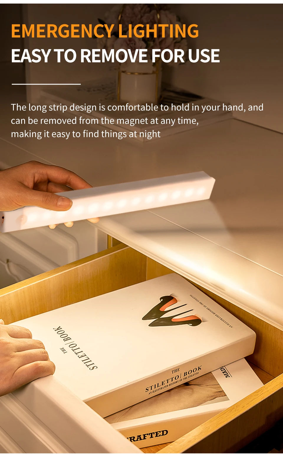 Motion Sensor LED Cabinet Light Rechargeable Induction Night Light Wireless Portable Detector Lamp Kitchen Staircase Backlight