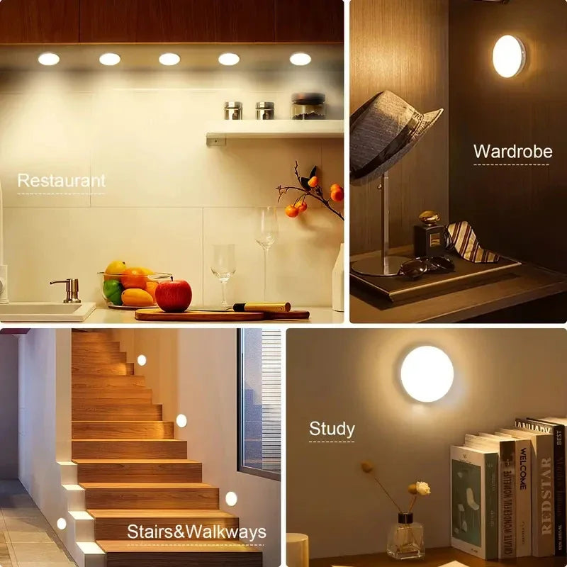 Motion Sensor LED Night Light USB Rechargeable Night Lamp For Kitchen Cabinet Wardrobe Lamp Staircase Wireless Closet Light