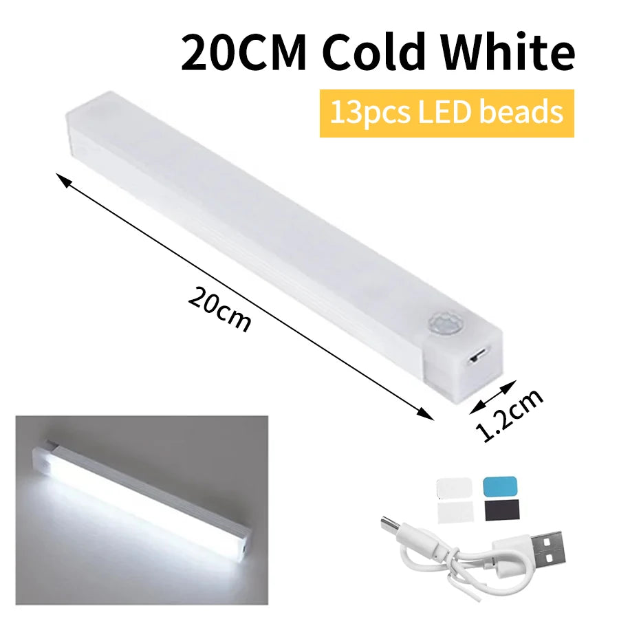 Motion Sensor LED Cabinet Light Rechargeable Induction Night Light Wireless Portable Detector Lamp Kitchen Staircase Backlight