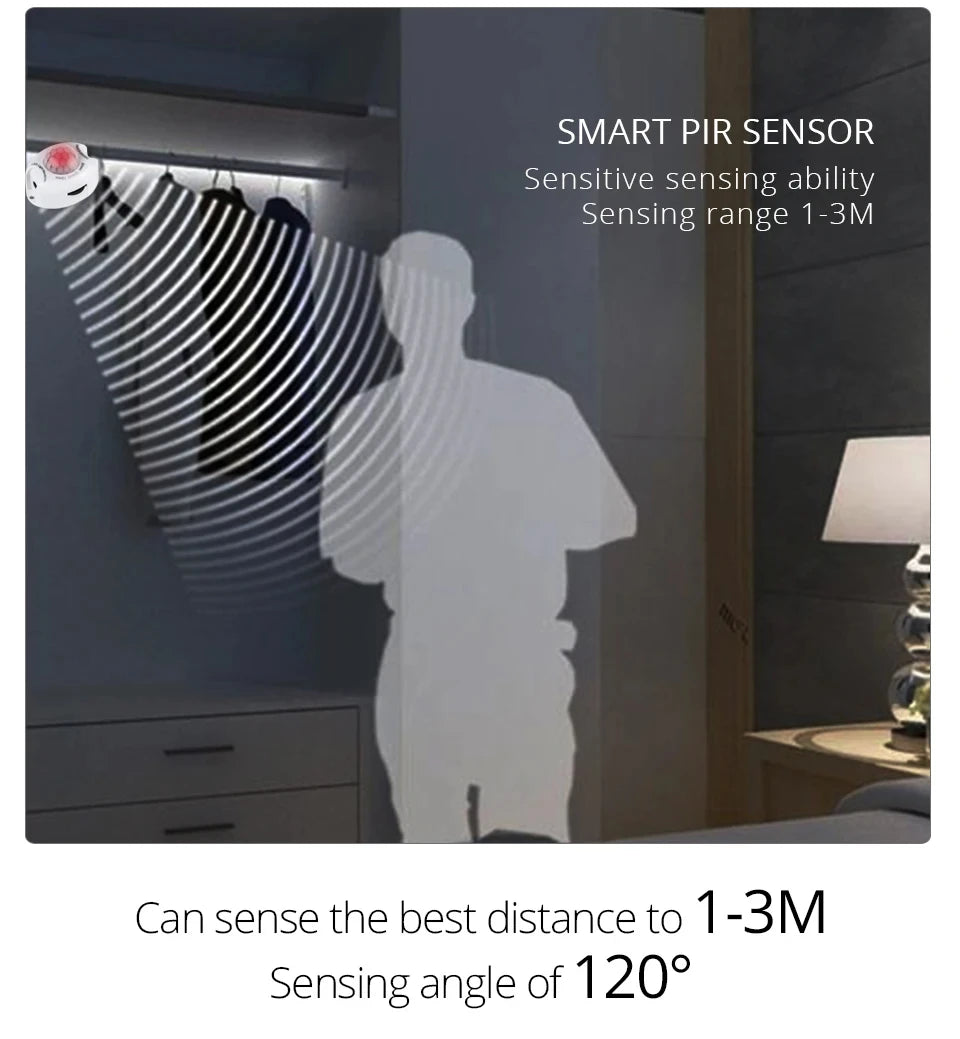 Motion Sensor LED Under Cabinet Light 1m 2m 3m 4m 5m 12V Flexible PIR Night Light Kitchen Wardrobe Bed Lighting IP65 Waterproof