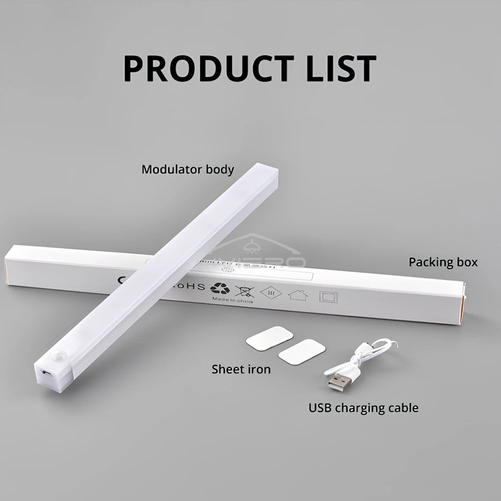 Motion Sensor Night Lights Wireless LED Lamp USB Rechargeable Magnetic For Wardrobe Room Closet Kitchen Aisle Tube Detector Bulb