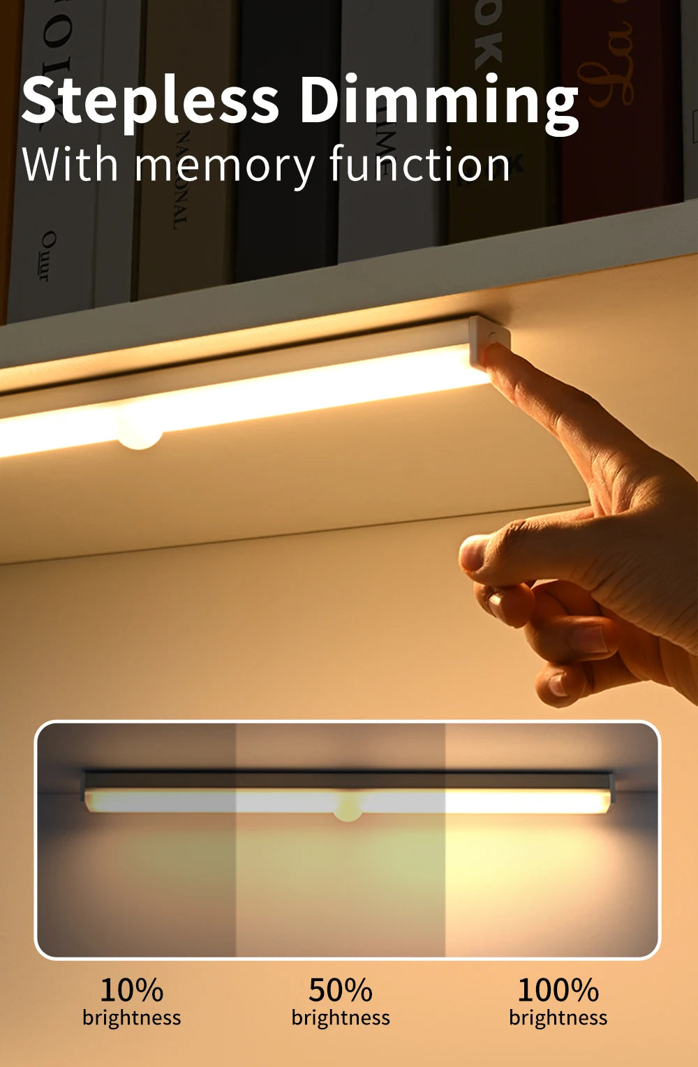 Motion Sensor Light Wireless USB Rechargeable Wall Lamp 3 Colors Dimming Kitchen Wardrobe Bedroom Closet Cabinet LED Lighting