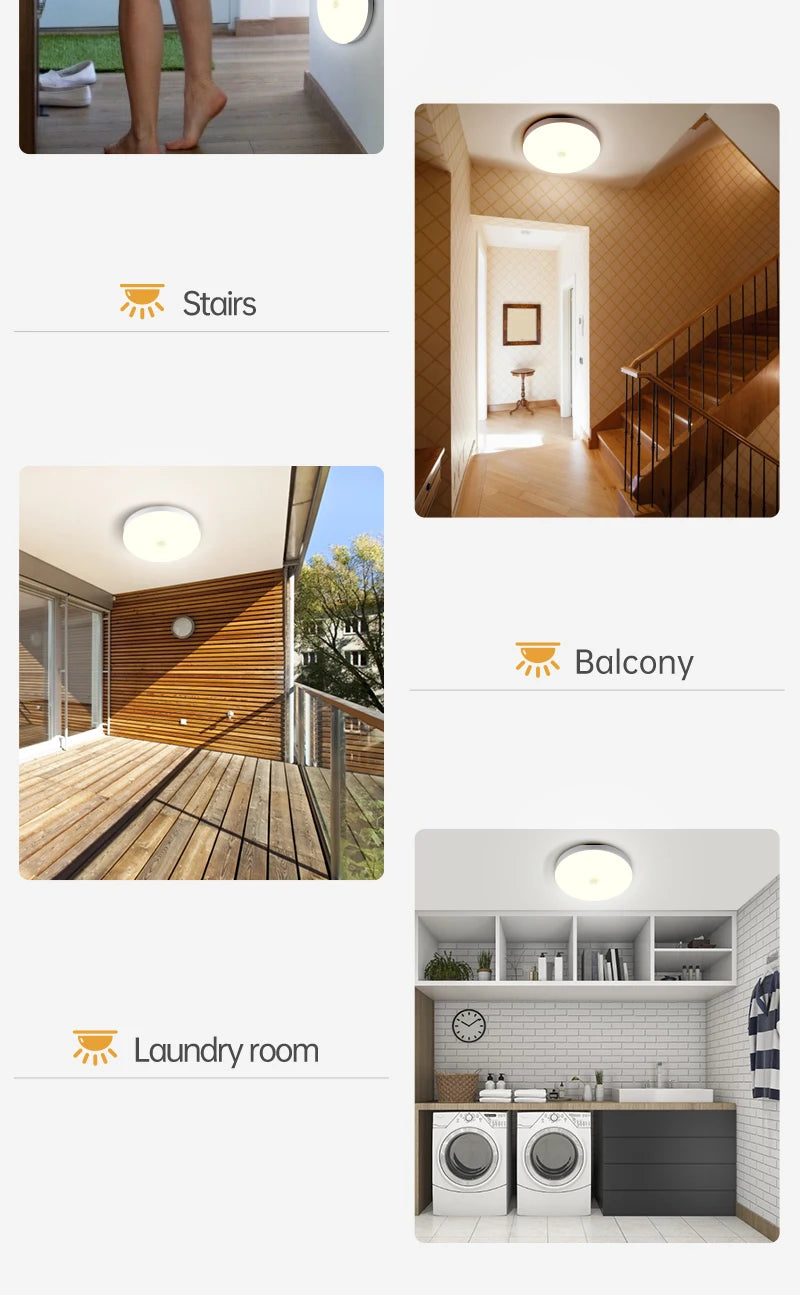 Motion Sensor Ceiling Light Modern Smart Sensor LED Lamp Human Infrared Sensing Lamp Indoor for Garage Corridor Lighting Fixture