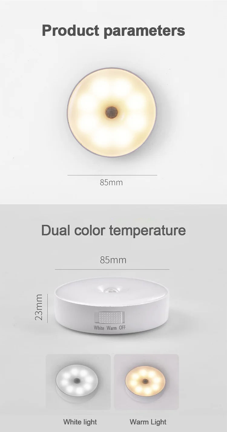 Motion Sensor Light Night Light USB Rechargeable Night Lamp for Kitchen Cabinet Wardrobe Lamp Staircase Wireless Closet Light