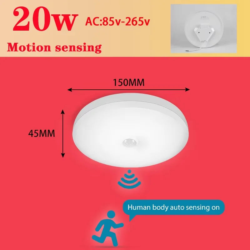 Motion Sensor Ceiling Light Modern Smart Sensor LED Lamp Human Infrared Sensing Lamp Indoor for Garage Corridor Lighting Fixture