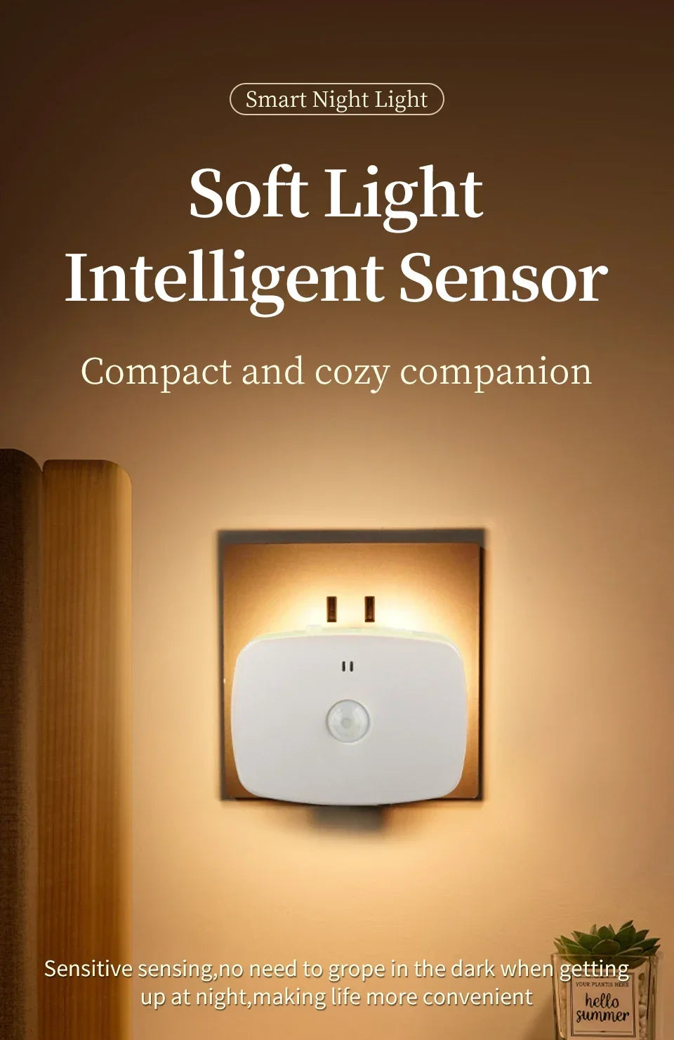 Motion Sensor Led Night Light EU US Plug Infrared Smart Sensor Wall Lamp Bedroom Toilet Hallway Kitchen Kid Nightlight 220V 110V