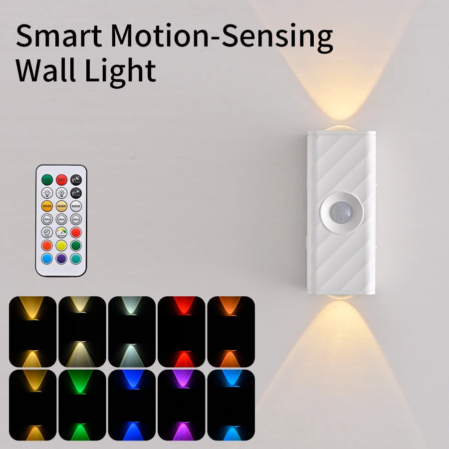 Motion Sensor LED Night Light with Remote Controller Magnetic Wall Lamp for Kitchen Stairs Wardrobe Corridor Bedroom Decor