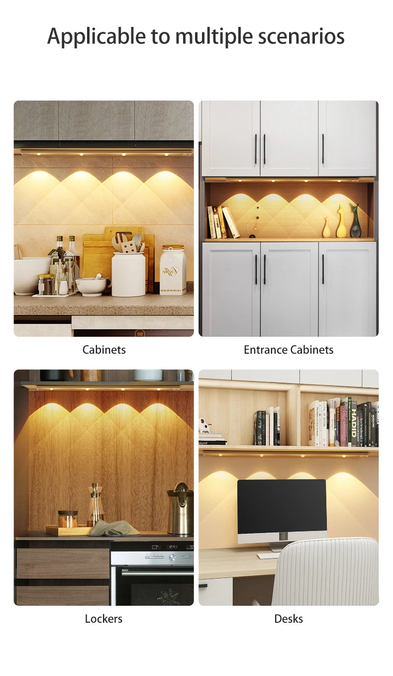 Motion Sensor Light LED Sensor Lamp Wireless Ultra Thin USB LED For Kitchen Cabinet Bedroom Wardrobe Indoor Lighting Night Light