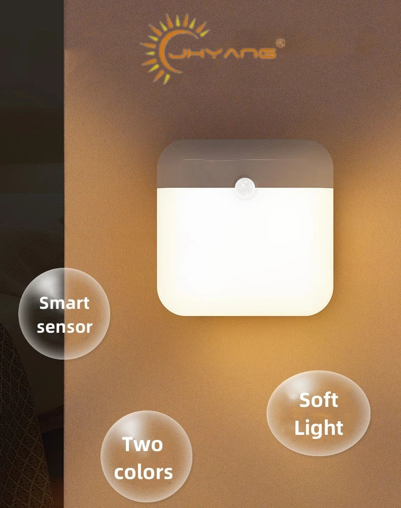 Motion Sensor Led Light Usb Charging Square Lamp for Bedroom Kitchen Stair Hallway Wardrobe Cupboard Lighting