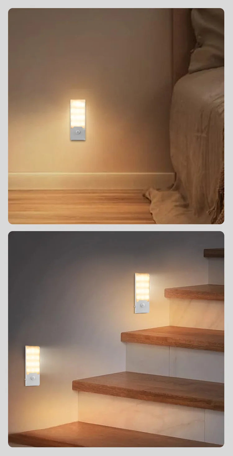 Motion Sensor LED Night Light Wireless Rechargeable Powered LED Cabinet Lamp For Bedroom Kitchen Wardrobe Staircase Lighting
