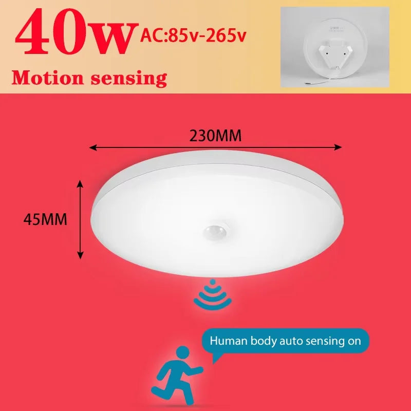 Motion Sensor Ceiling Light Modern Smart Sensor LED Lamp Human Infrared Sensing Lamp Indoor for Garage Corridor Lighting Fixture