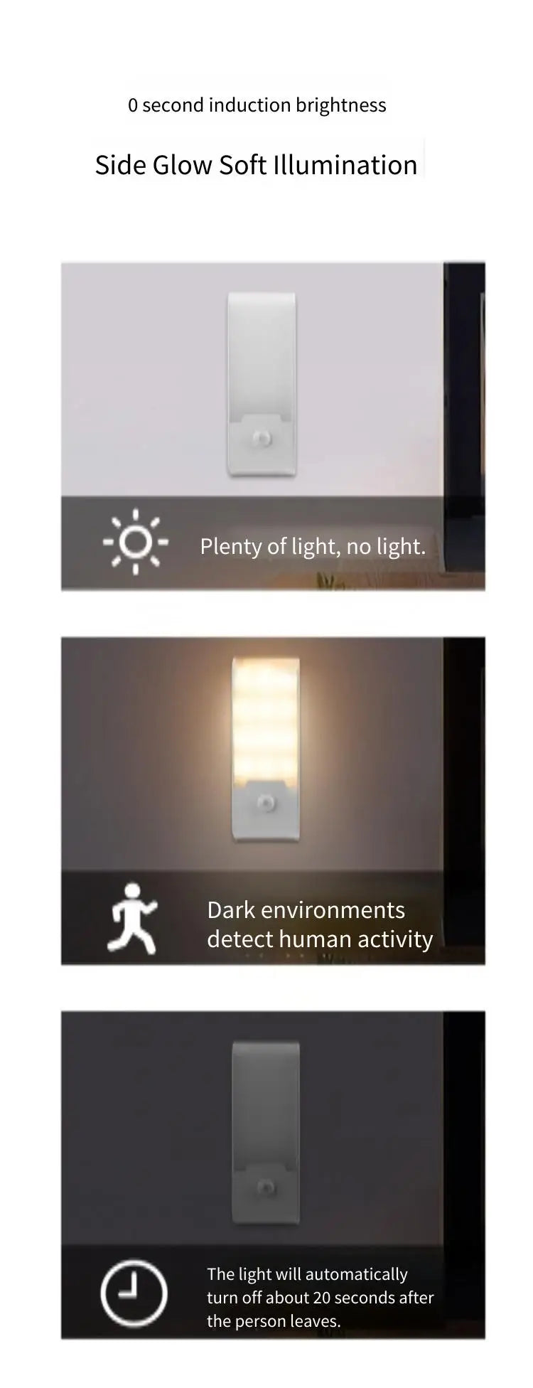 Motion Sensor LED Night Light Wireless Rechargeable Powered LED Cabinet Lamp For Bedroom Kitchen Wardrobe Staircase Lighting