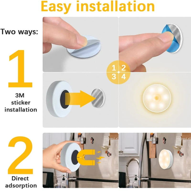 Motion Sensor Light Night Light USB Rechargeable Night Lamp for Kitchen Cabinet Wardrobe Lamp Staircase Wireless Closet Light