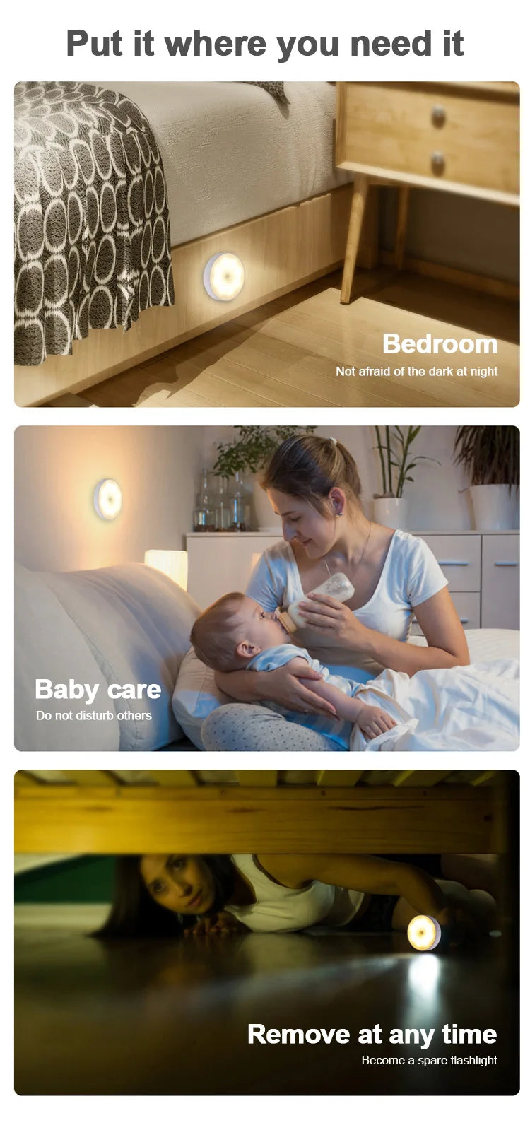 Motion Sensor Light Night Light USB Rechargeable Night Lamp for Kitchen Cabinet Wardrobe Lamp Staircase Wireless Closet Light