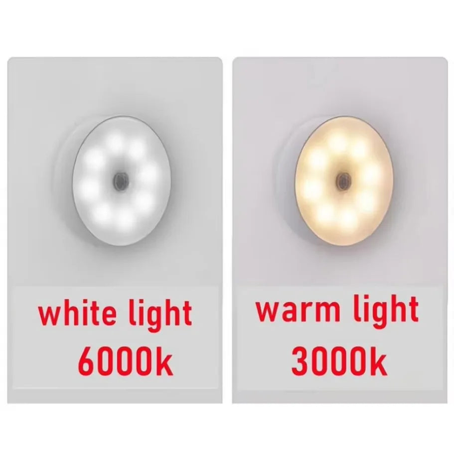 Motion Sensor Light LED USB NightLights Round Chargeable Lamp For Bedroom Kitchen Stair Hallway Wardrobe Lighting Cupboard Lamp