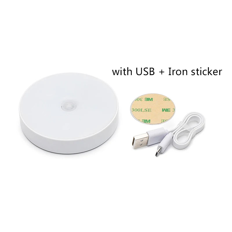 Motion Sensor LED Night Light USB Rechargeable Night Lamp for Kitchen Bedroom Stairs Hallway Cabinet Light Wireless Closet Light