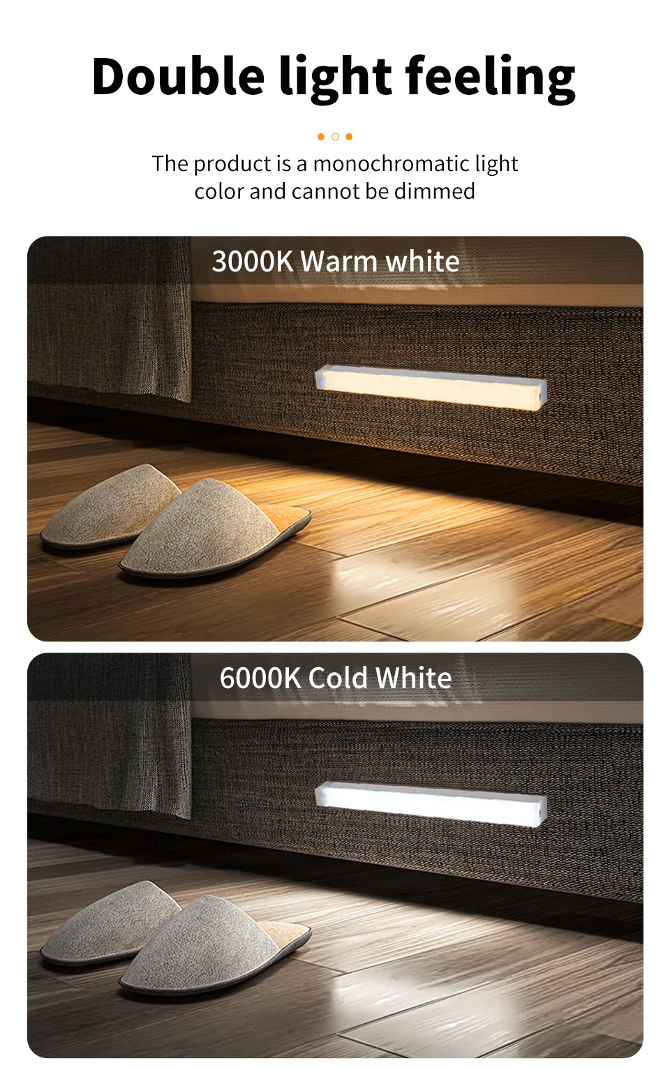 Motion Sensor Light Wireless Rechargeable LED Night Light Closet Cabinet Wardrobe Lamp Kitchen Staircase Backlight 10/20/30/50cm
