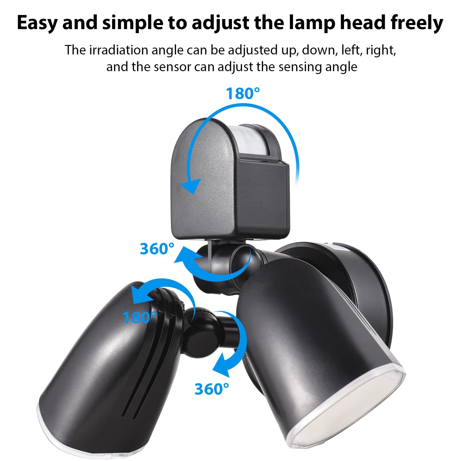 Motion Sensor Lights 2-Head Wall Light with Infrared Induction LED Light IP65 Waterproof 6000K Outdoor Sports Courtyard Light