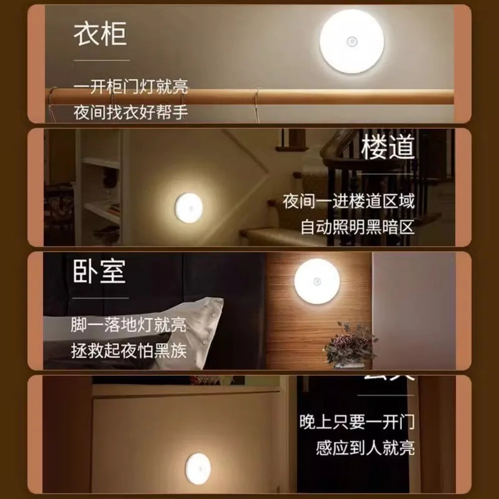 Motion Sensor LED Night Light USB Rechargeable Night Lamp for Kitchen Cabinet Wardrobe Lamp Staircase Wireless Closet Light