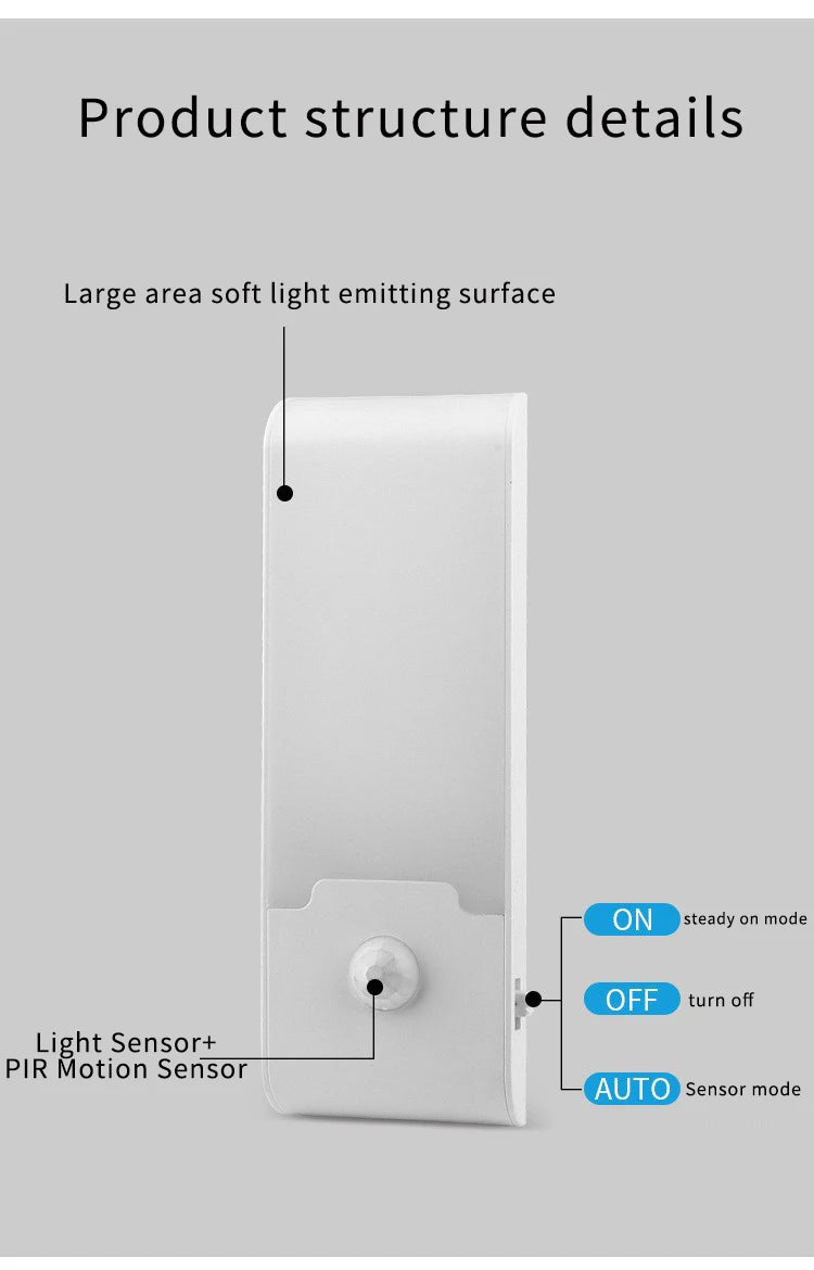 Motion Sensor LED Night Light Rechargeable Night Lamp Bedside Portable Kitchen Cabinet Night Lights for Bedroom Stairs Hallway