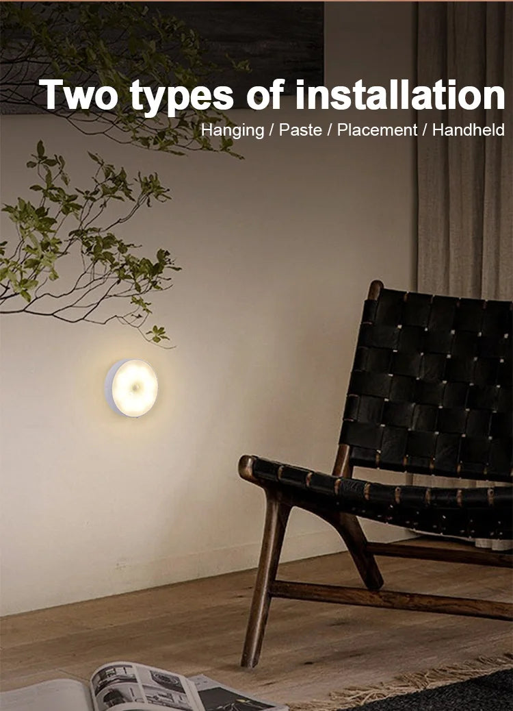 Motion Sensor Light Night Light USB Rechargeable Night Lamp for Kitchen Cabinet Wardrobe Lamp Staircase Wireless Closet Light