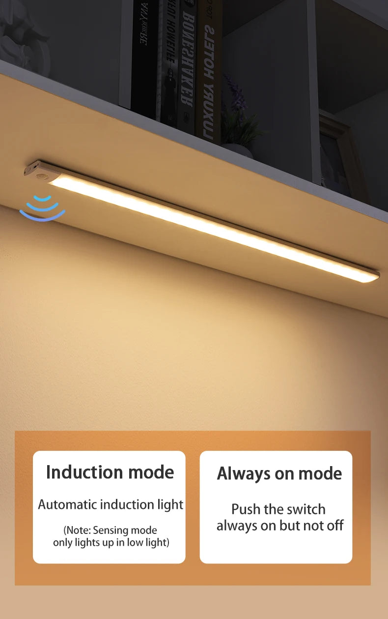 Motion Sensor Light Wireless LED Night Light USB Rechargeable Night Lamp Cabinet Wardrobe Lamp Under Backlight For Kitchen Led