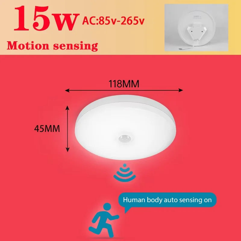 Motion Sensor Ceiling Light Modern Smart Sensor LED Lamp Human Infrared Sensing Lamp Indoor for Garage Corridor Lighting Fixture