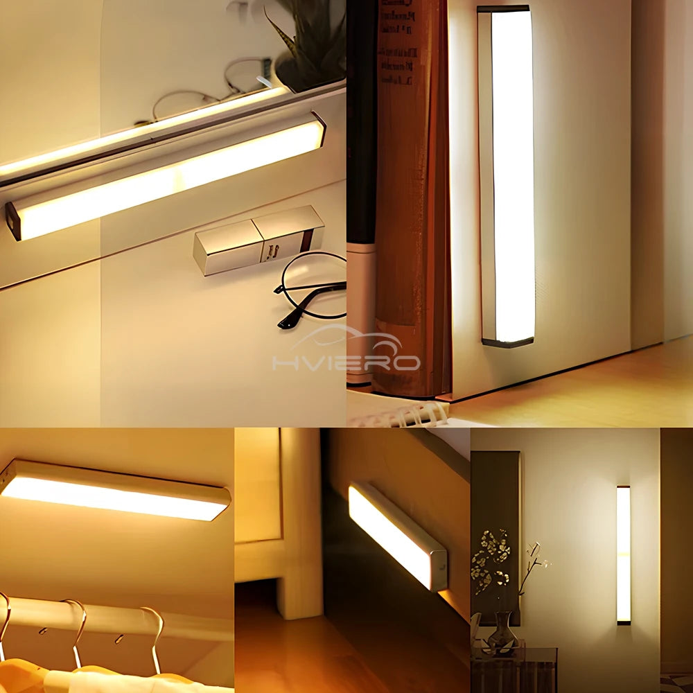 Motion Sensor Light Wireless LED Night Light USB Rechargeable Light Cabinet Wardrobe Lamp Staircase Backlight For Kitchen LED