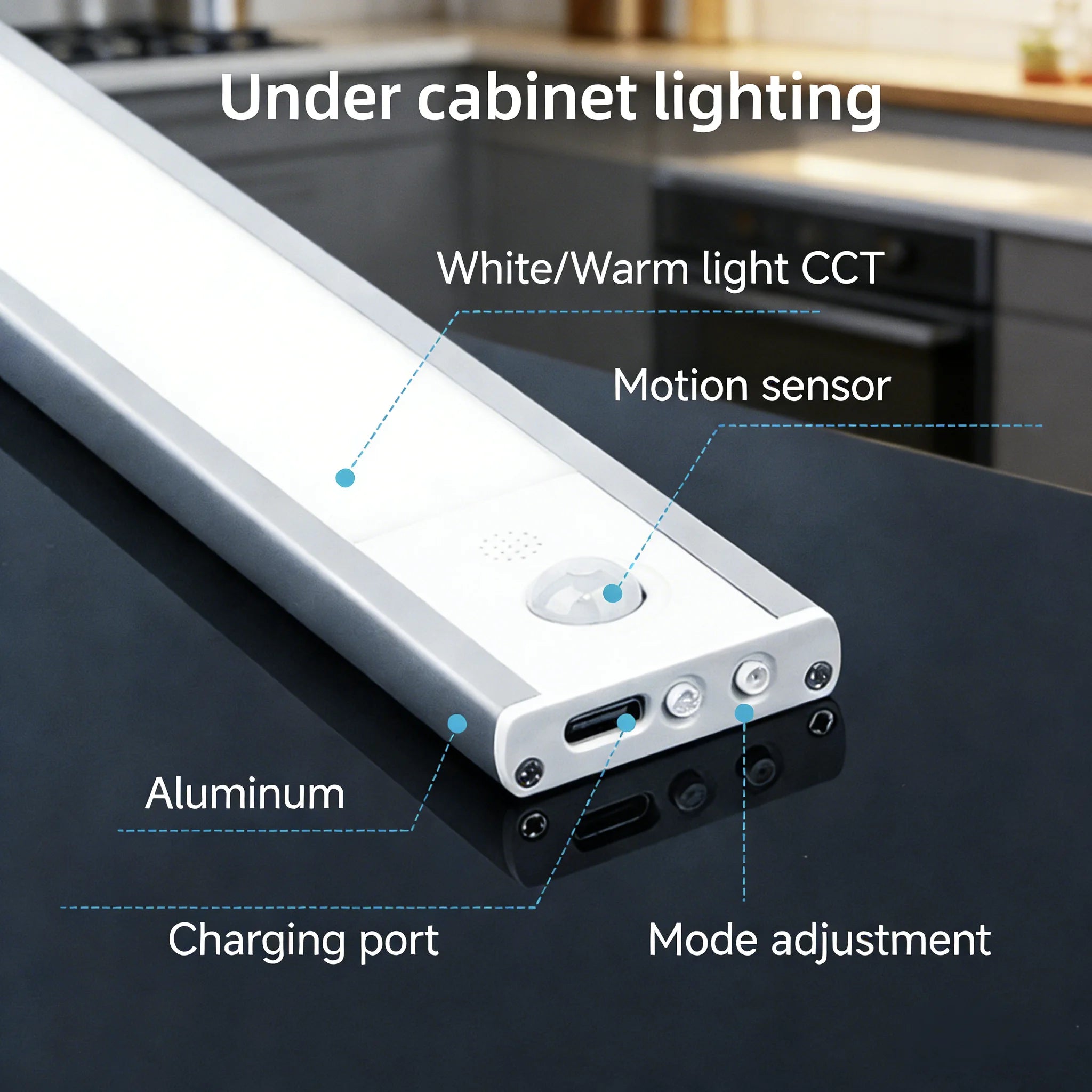 Motion Sensor Light Dimmable USB Rechargeable Lamp 3 Colors Night Light Cabinet Light Bedside Lamps  Battery Lamp LED Light Fixt