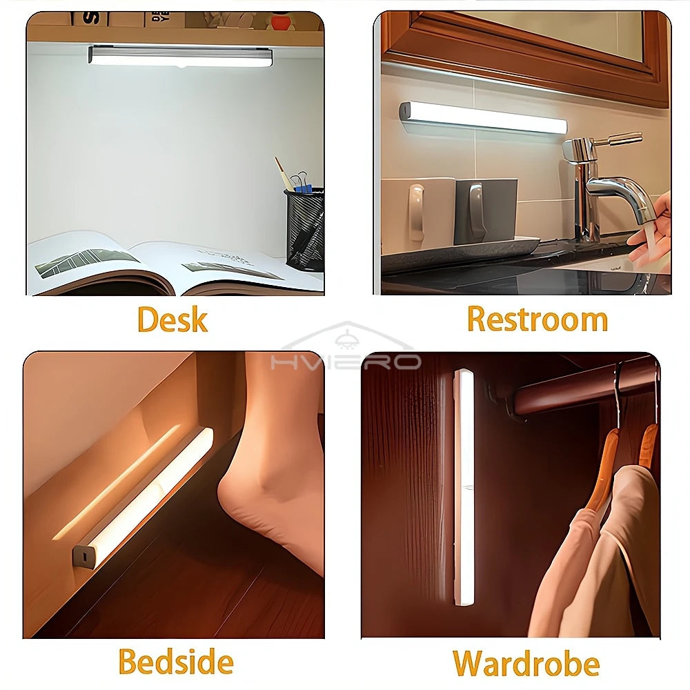 Motion Sensor Night Lights Wireless LED Lamp USB Rechargeable Magnetic For Wardrobe Room Closet Kitchen Aisle Tube Detector Bulb