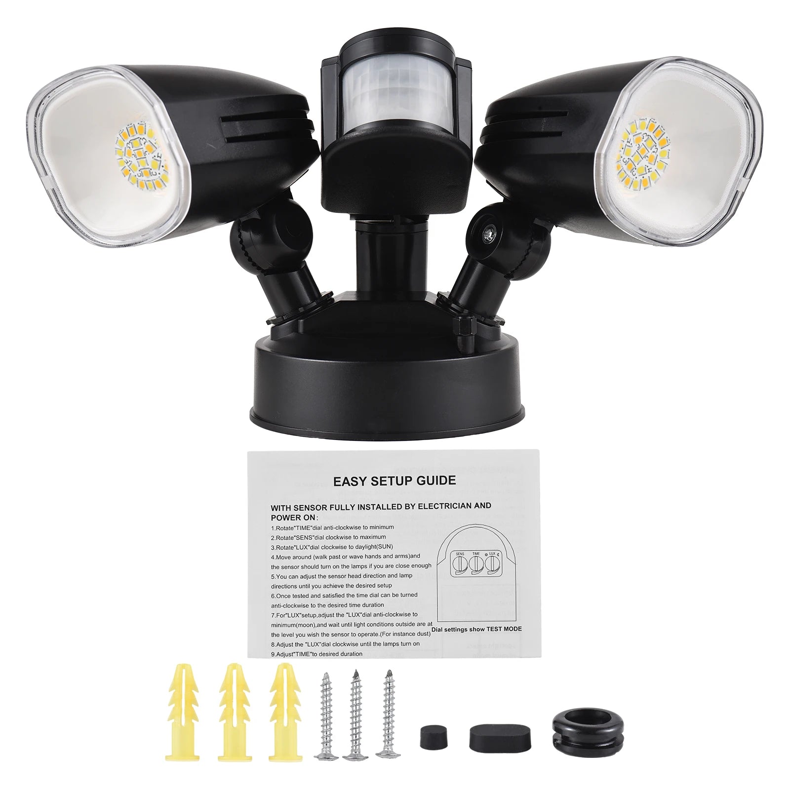 Motion Sensor Lights 2-Head Wall Light with Infrared Induction LED Light IP65 Waterproof 6000K Outdoor Sports Courtyard Light