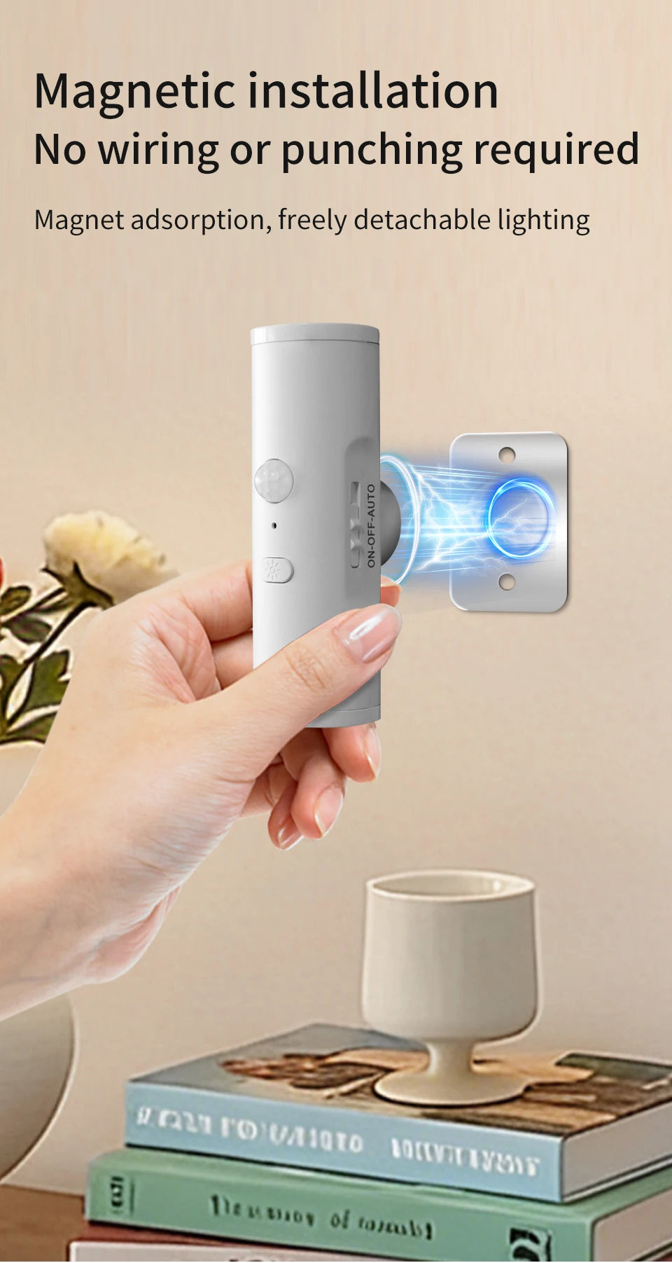 Motion Sensor Night Light Magnetic Up and Down Glowing Wall Lamp Rechargeable Night Lamp Closet Stairs Corridor Bedroom Decor